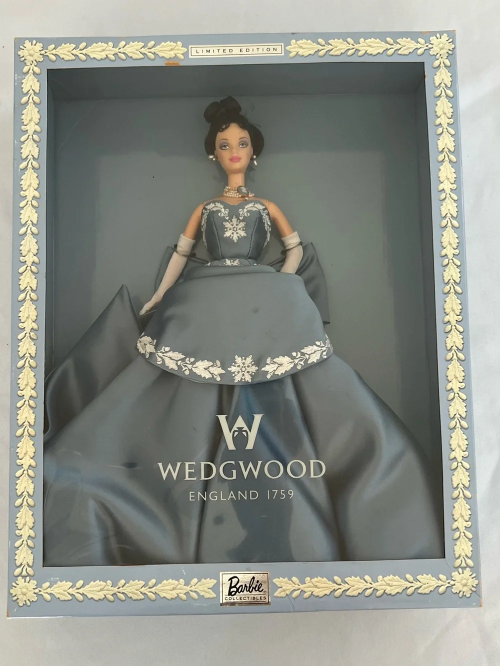 Vintage 1999 Wedgwood Blue and White Collector Barbie Display Doll